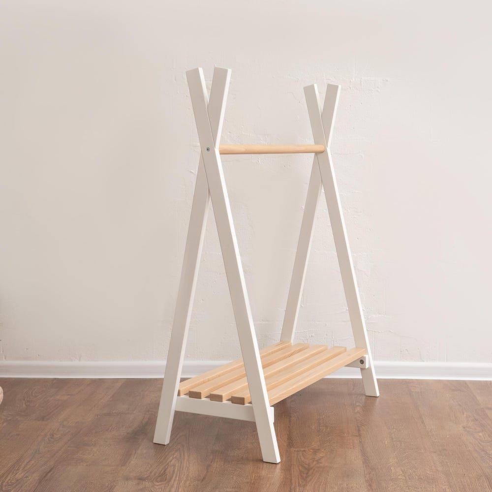 Waldorf Teepee Kids Clothing Rack, Wooden Clothing Storage, Plywood Furniture Montessori Wardrobe & Hangers Unique Gift for Kid