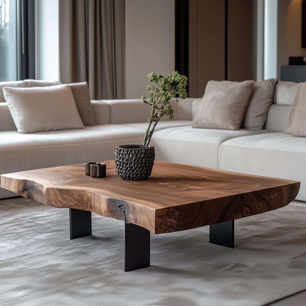 Walnut Coffee Table, Live Edge Coffee Table, Modern Coffee Table, Natural Wood Coffee Table
