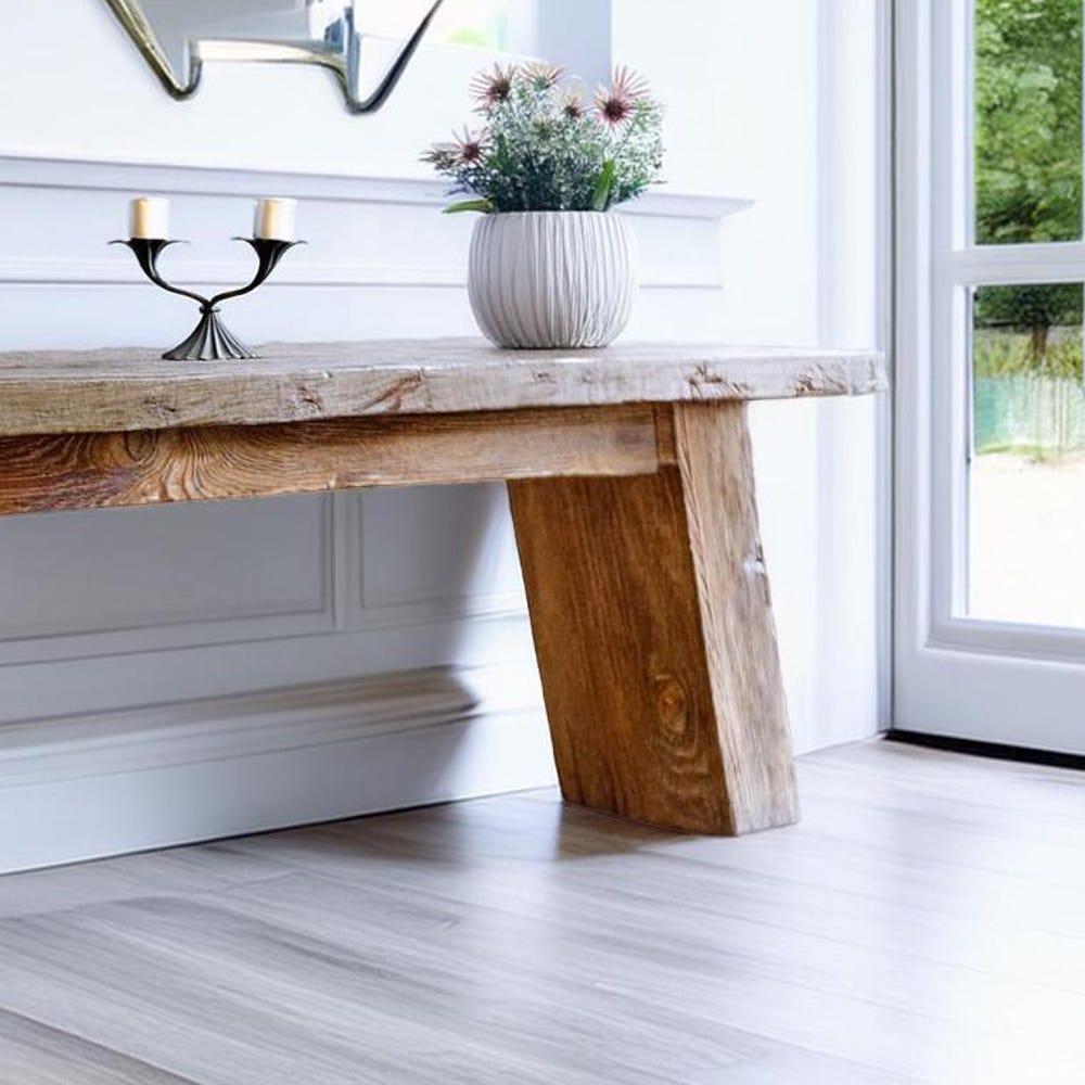Custom Rustic Wooden Console Table – Handmade Farmhouse Live Edge Solid Wood Entryway Hallway Dresser – Narrow Handcrafted for Living Room