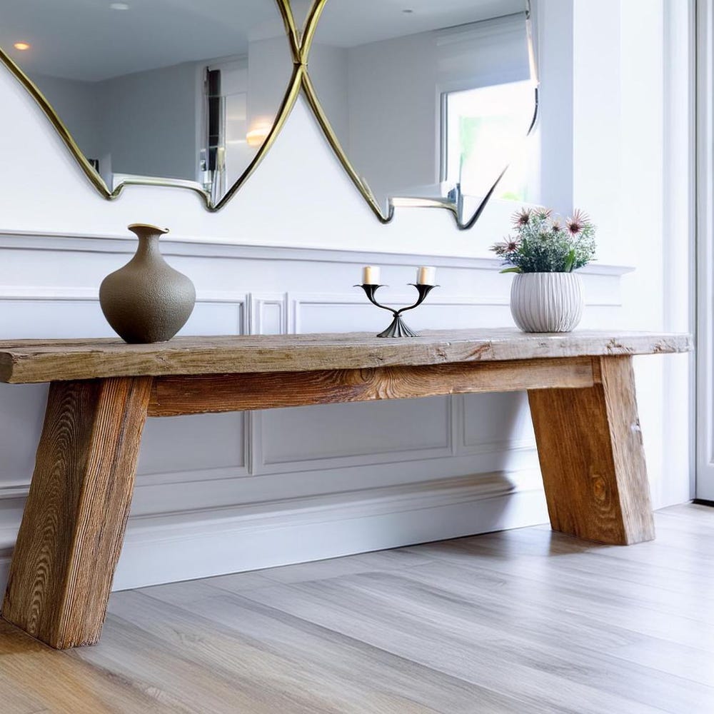 Custom Rustic Wooden Console Table – Handmade Farmhouse Live Edge Solid Wood Entryway Hallway Dresser – Narrow Handcrafted for Living Room