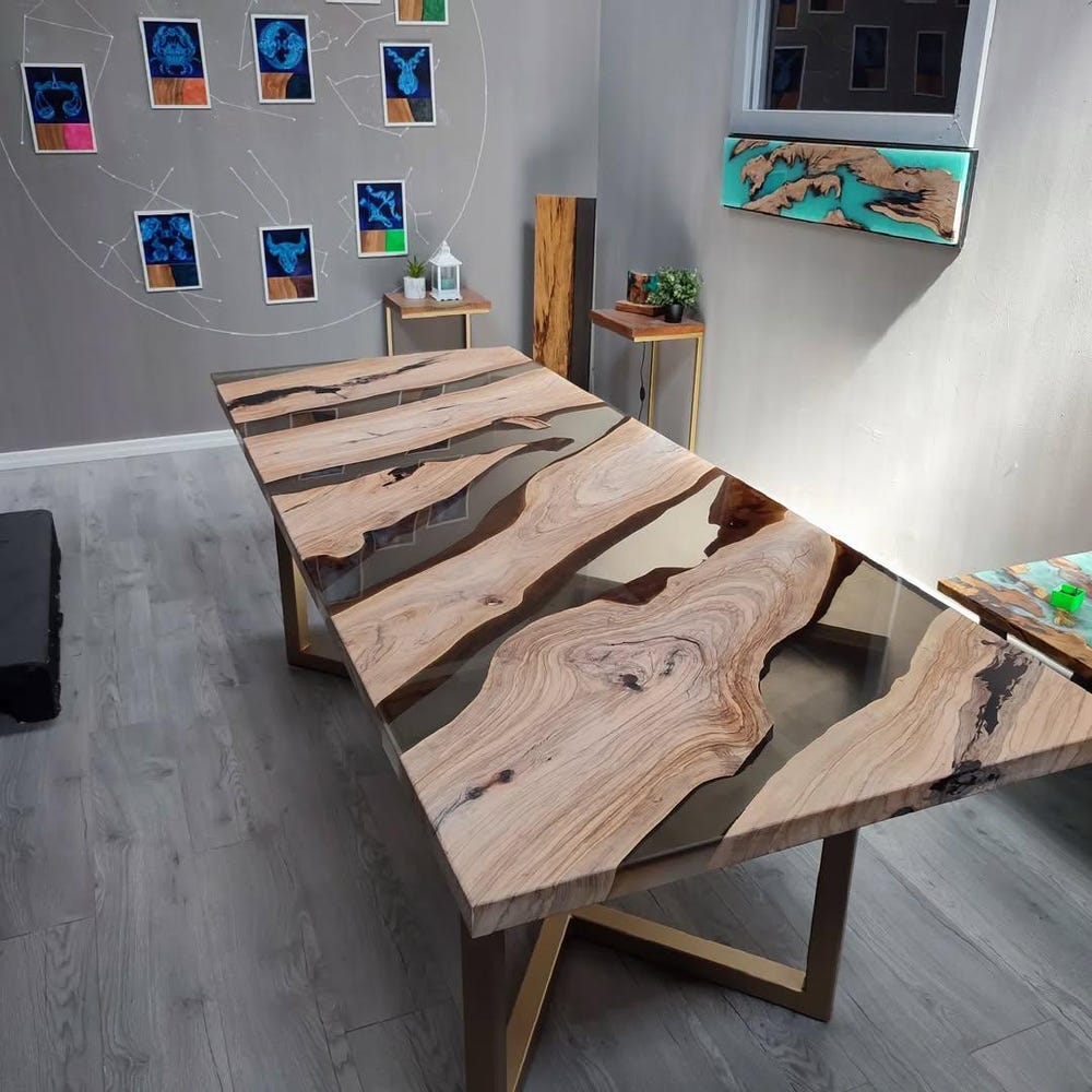 Epoxy TableTop ,Luxury dining Table, sofa, Side center table top Live Edge Walnut Table, Custom Order, Epoxy Resin River Table, Natural Wood