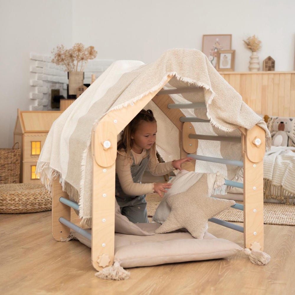 BLUE CLIMBER, with blue ramp, transformable triangle, happymoon, Montessori ramp, toddler triangle, climbing triangle