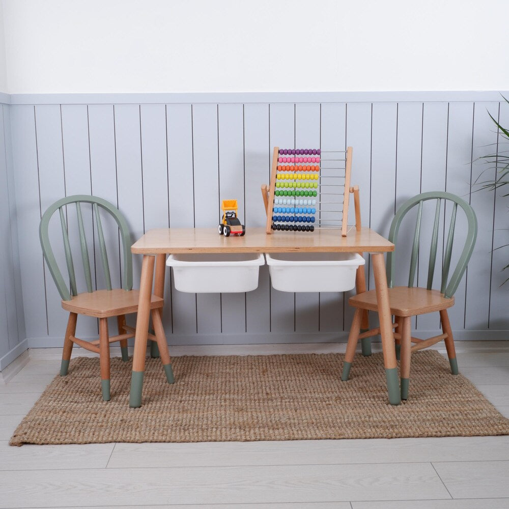 Customizable Montessori Wooden Kids Table, Windsor Chair & Bench – | Special production and offers are made for commercial areas.