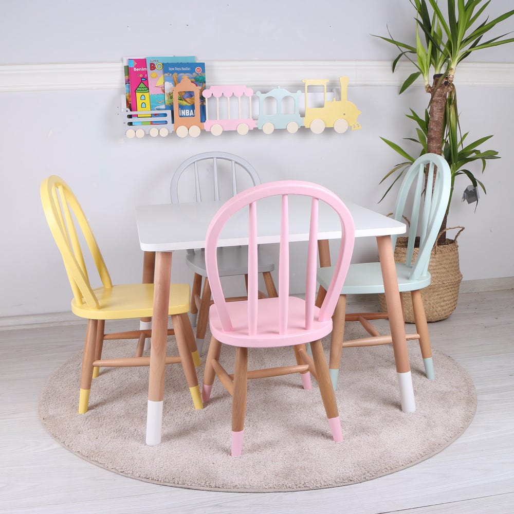 Customizable Montessori Wooden Kids Table, Windsor Chair & Bench – | Special production and offers are made for commercial areas.