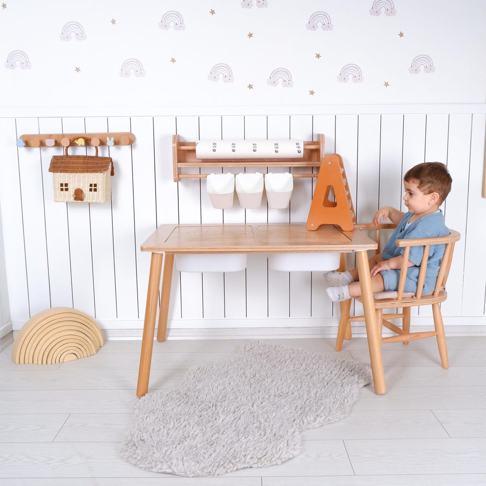 Customizable Montessori Wooden Kids Table, Windsor Chair & Bench – | Special production and offers are made for commercial areas.