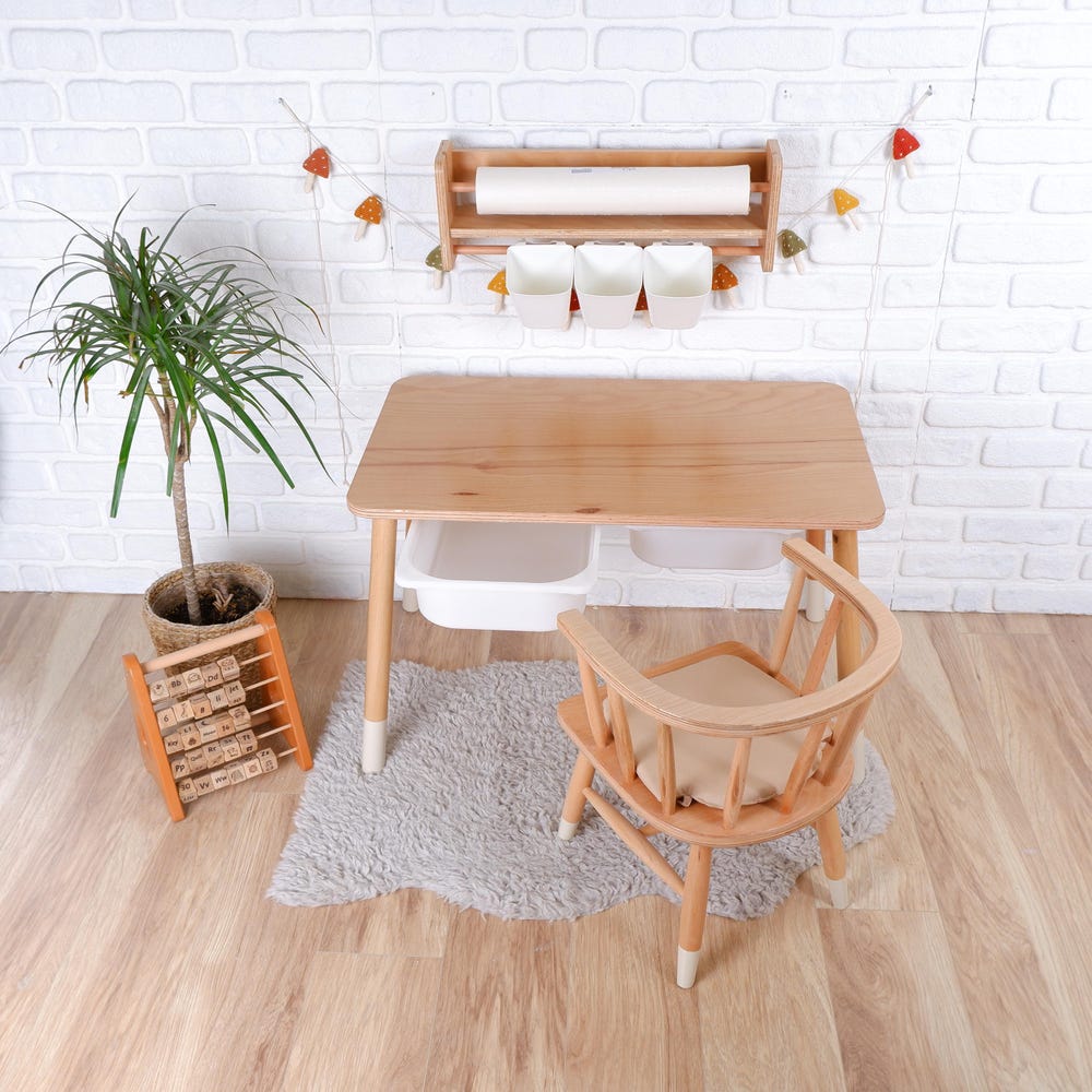 Customizable Montessori Wooden Kids Table, Windsor Chair & Bench – | Special production and offers are made for commercial areas.