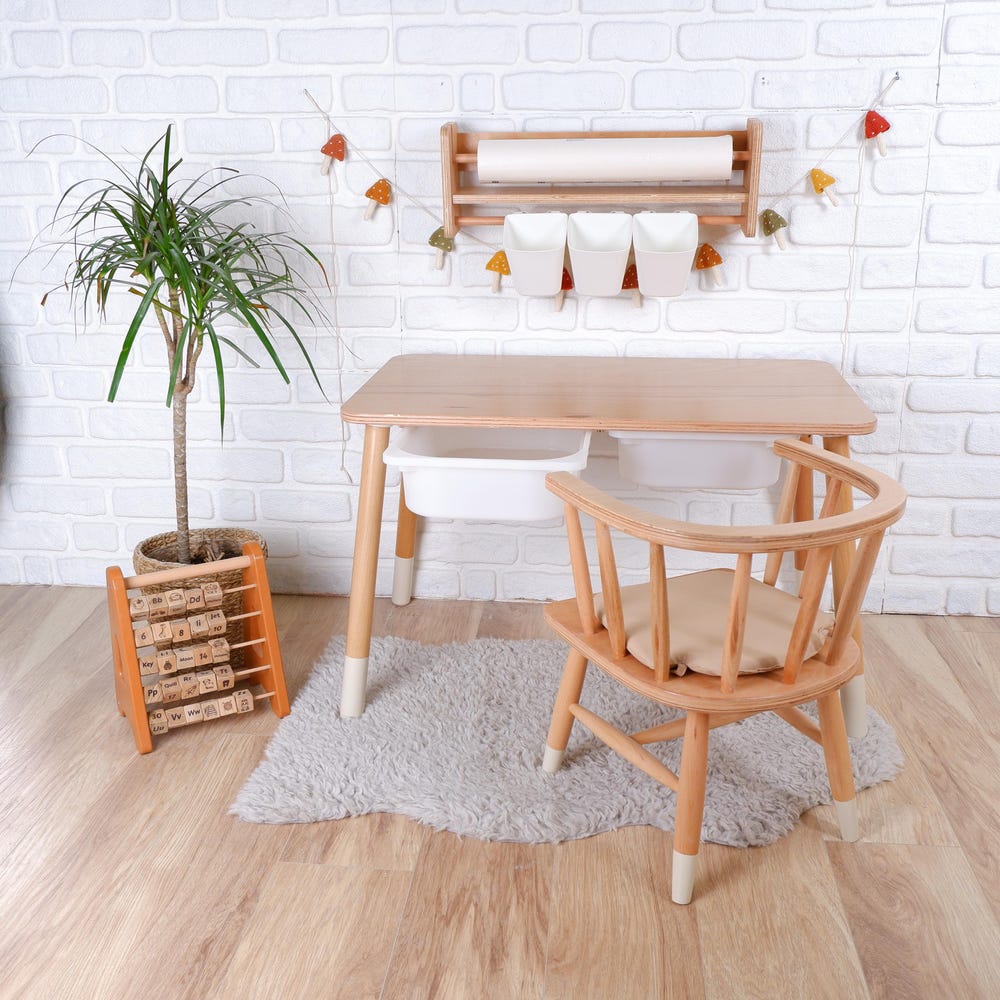 Customizable Montessori Wooden Kids Table, Windsor Chair & Bench – | Special production and offers are made for commercial areas.