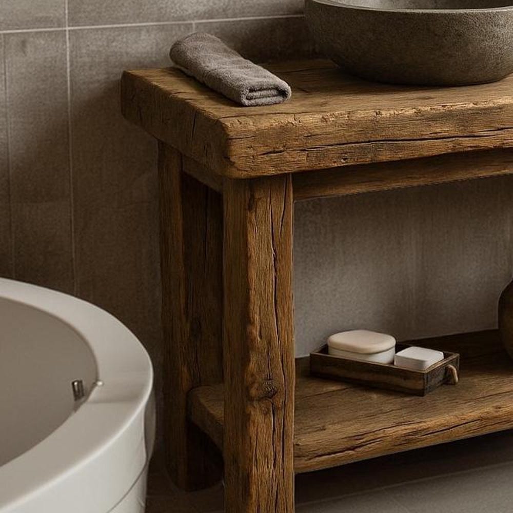 Wooden Rustic Style handmade bathroom vanity live edge solid wood cabinet sink table counter top farmhouse home decor furniture  handcrafted