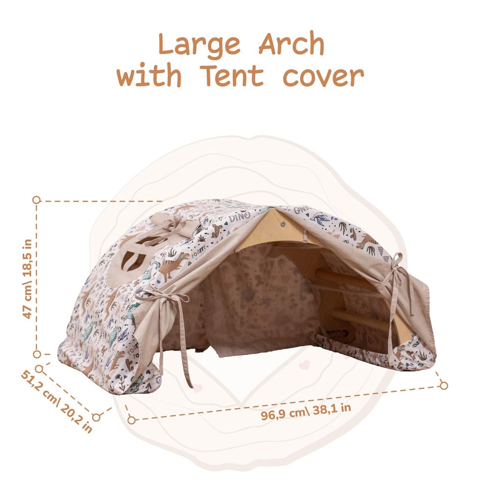 Waldorf Climbing Arch with Toddler Tent & Optional Soft Play Cushion, Handmade Furniture Montessori Rocker with Kids Tent and Playmat Pillow