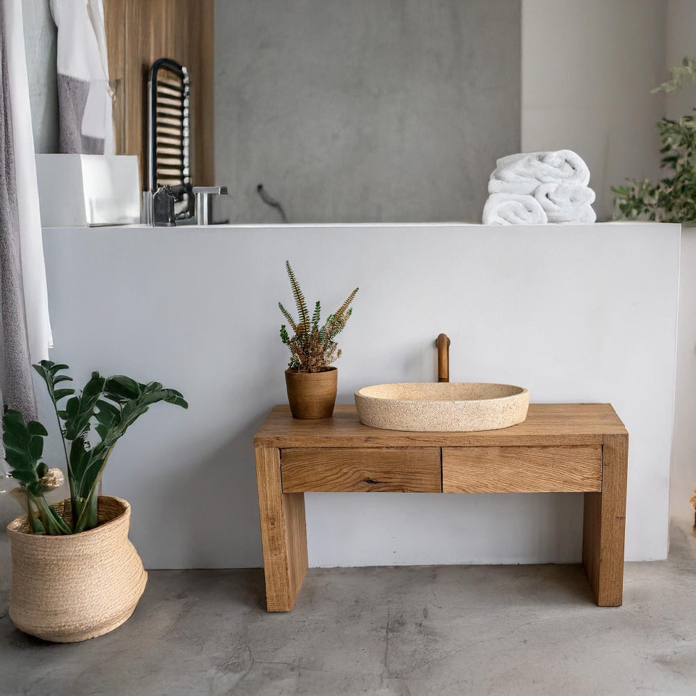 Custom Handmade Rustic Wooden Bathroom Vanity – Farmhouse Sink Shelf – Solid Wood Cabinet Storage – Live Edge Furniture Style Vanities