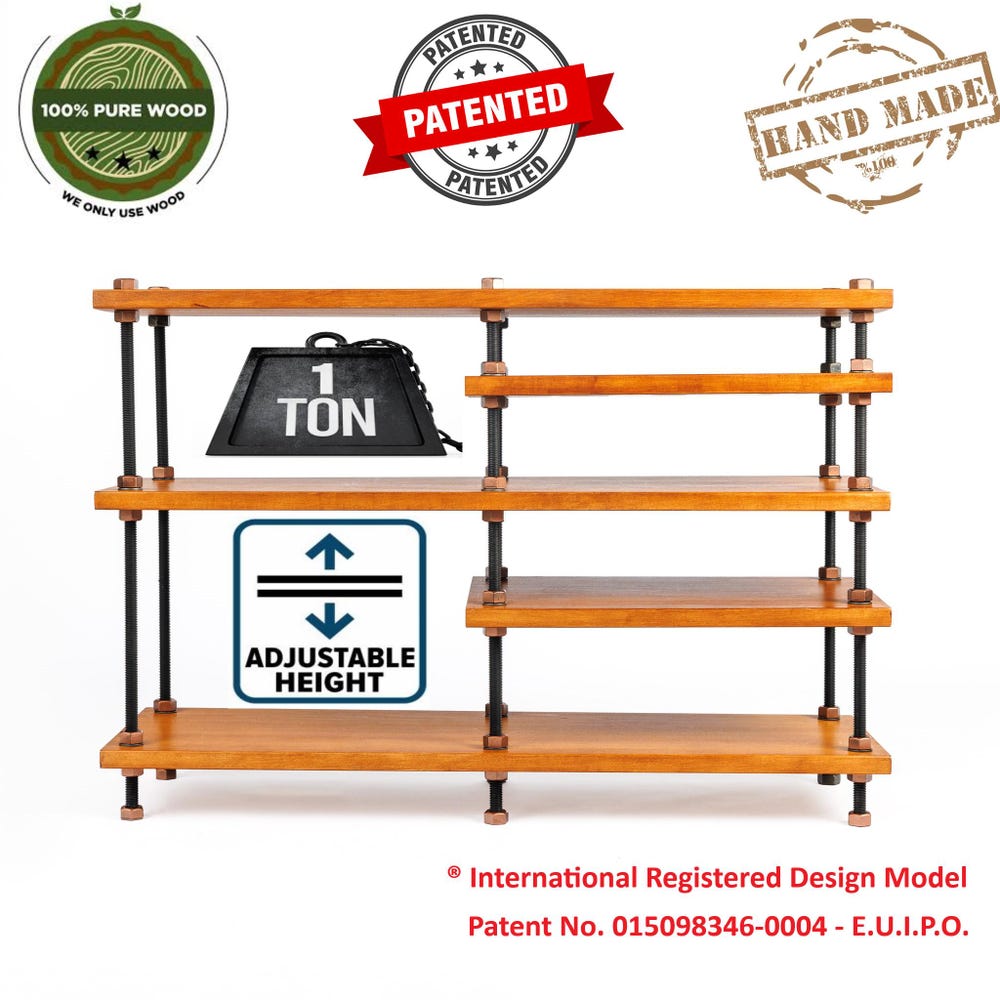 6 in 1 audio rack, Threaded Rods Double stand, LP Turntable Storage, Record Player Stand, Industrial Vinyl Table