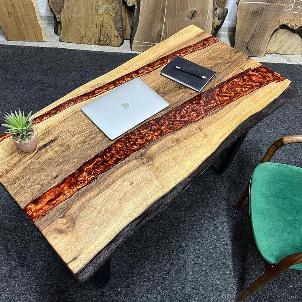 Epoxy TableTop ,Luxury dining Table, sofa, Side center table top Live Edge Walnut Table, Custom Order, Epoxy Resin River Table, Natural Wood