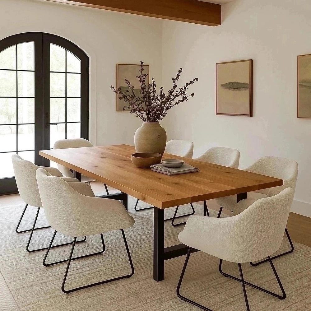 The Hepburn Dining Table, Rustic Kitchen Table, Solid Wood, Wooden Dining Table, Mid Century, Farmhouse, Dine Table