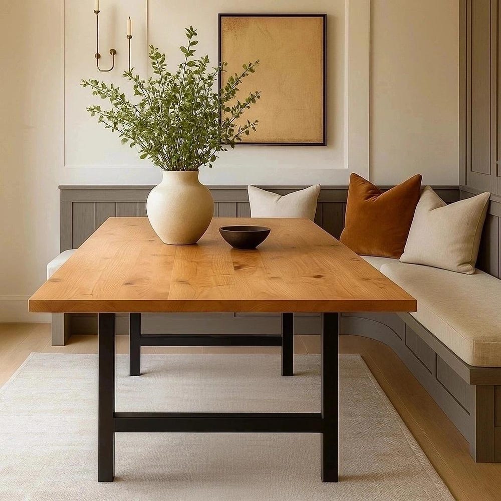 The Hepburn Dining Table, Rustic Kitchen Table, Solid Wood, Wooden Dining Table, Mid Century, Farmhouse, Dine Table