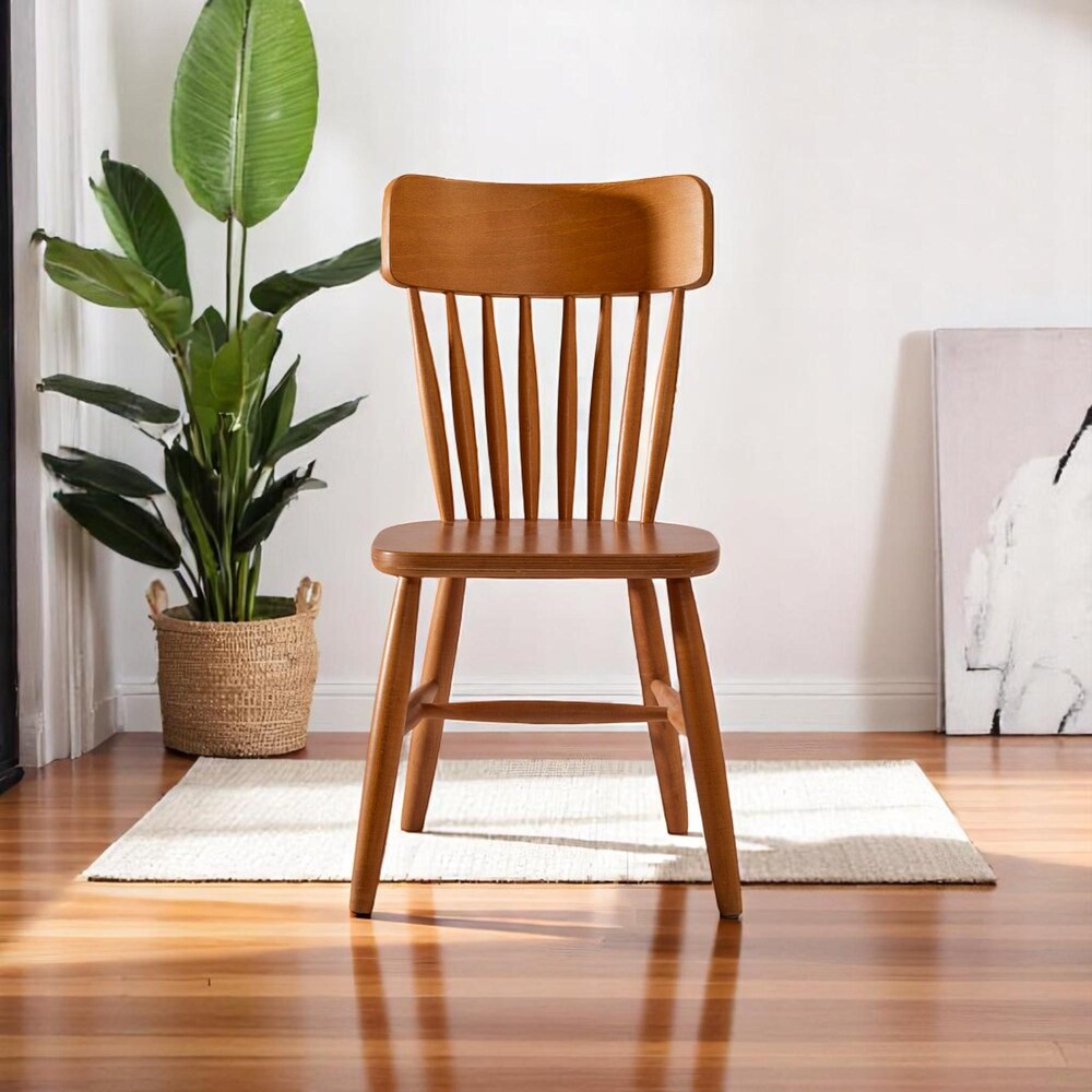 Solid Wood Dining Chair Handmade Rustic Modern Wooden Seat with Durable Eco-Friendly Finish & Comfortable Seating