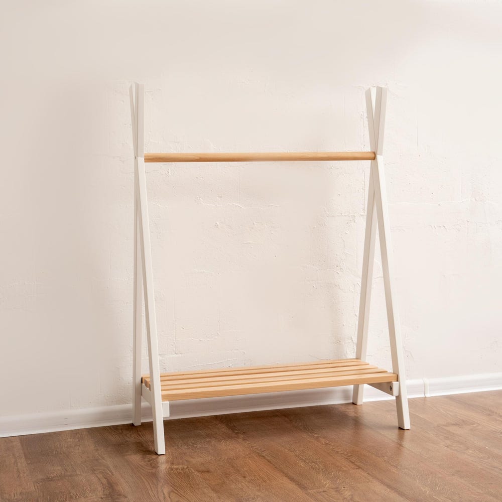 Waldorf Teepee Kids Clothing Rack, Wooden Clothing Storage, Plywood Furniture Montessori Wardrobe & Hangers Unique Gift for Kid