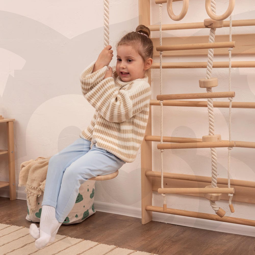 Baby Mobile Swedish Ladder with Rope Accessories: Indoor Swing, Monkey Bars, Toddler Climbing Rope&Ladder, Montessori Toddler Climbing gym