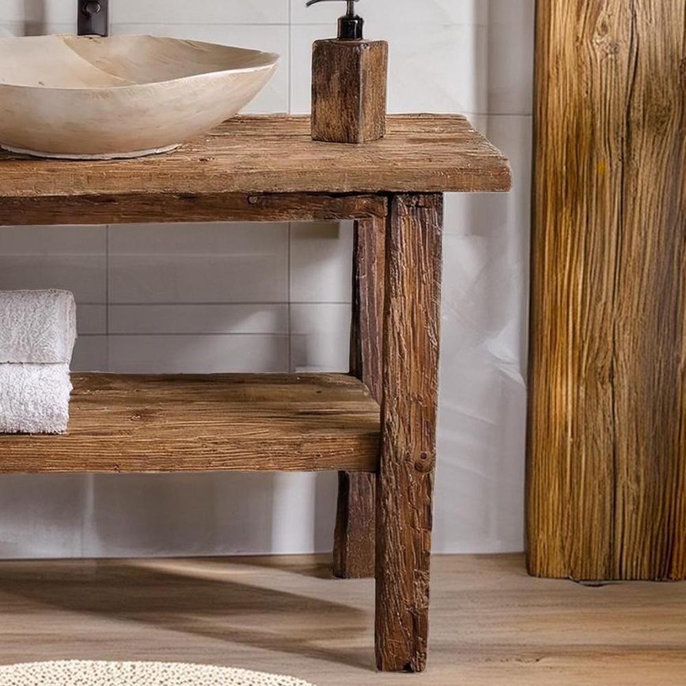Wooden Rustic Style handmade bathroom vanity live edge solid wood cabinet sink table counter top farmhouse home decor furniture  handcrafted