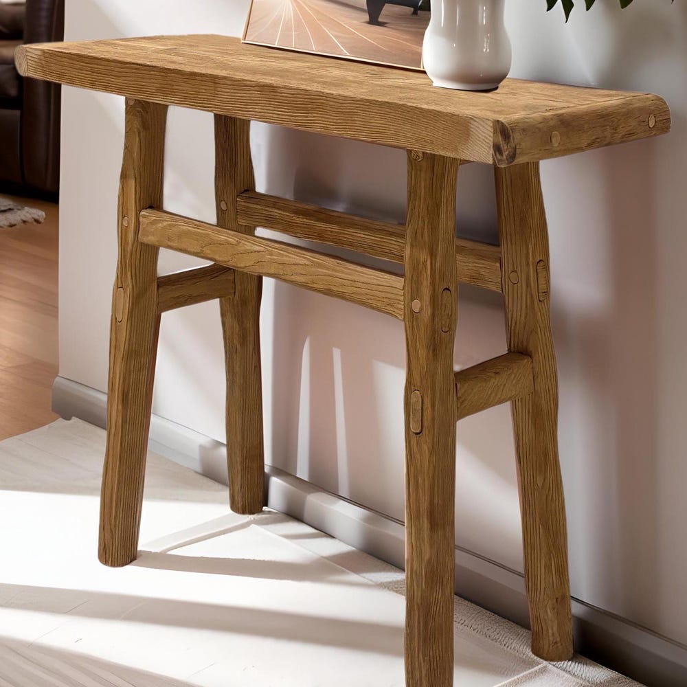 Custom Rustic Wooden Console Table – Handmade Farmhouse Live Edge Solid Wood Entryway Hallway Dresser – Narrow Handcrafted for Living Room