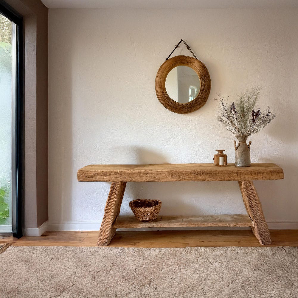 Custom Rustic Wooden Console Table – Handmade Farmhouse Live Edge Solid Wood Entryway Hallway Dresser – Narrow Handcrafted for Living Room