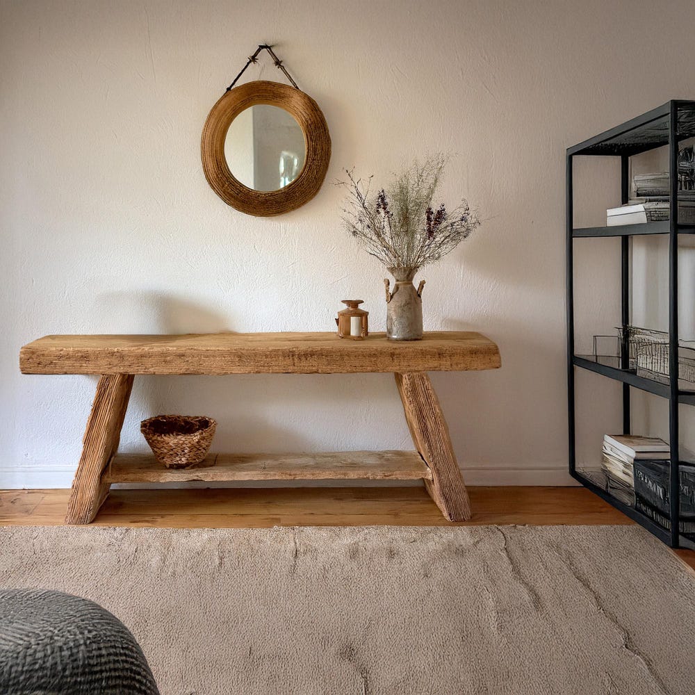 Custom Rustic Wooden Console Table – Handmade Farmhouse Live Edge Solid Wood Entryway Hallway Dresser – Narrow Handcrafted for Living Room