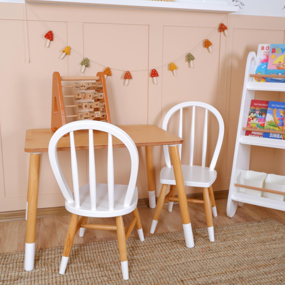 Customizable Montessori Wooden Kids Table, Windsor Chair & Bench – | Special production and offers are made for commercial areas.