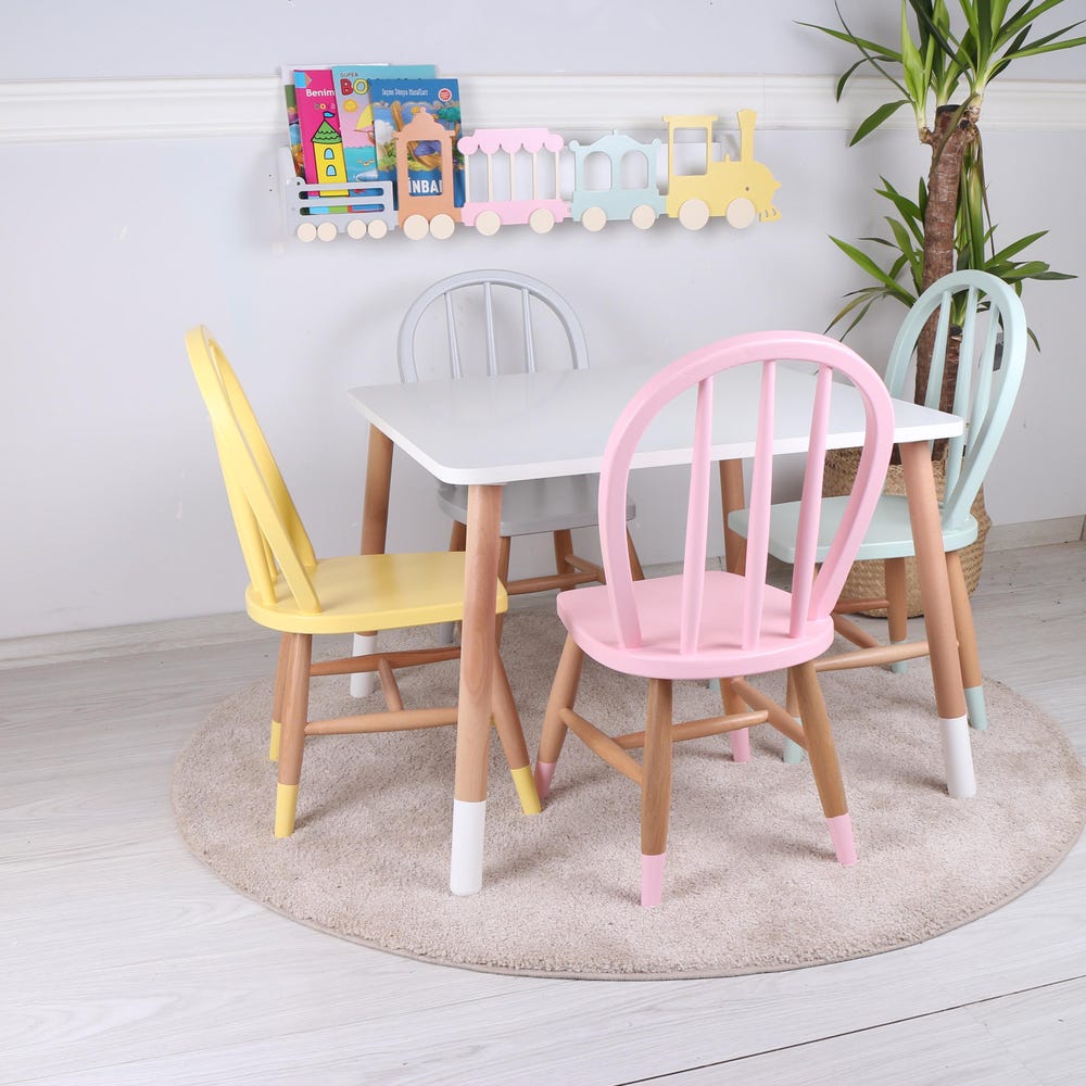 Customizable Montessori Wooden Kids Table, Windsor Chair & Bench – | Special production and offers are made for commercial areas.