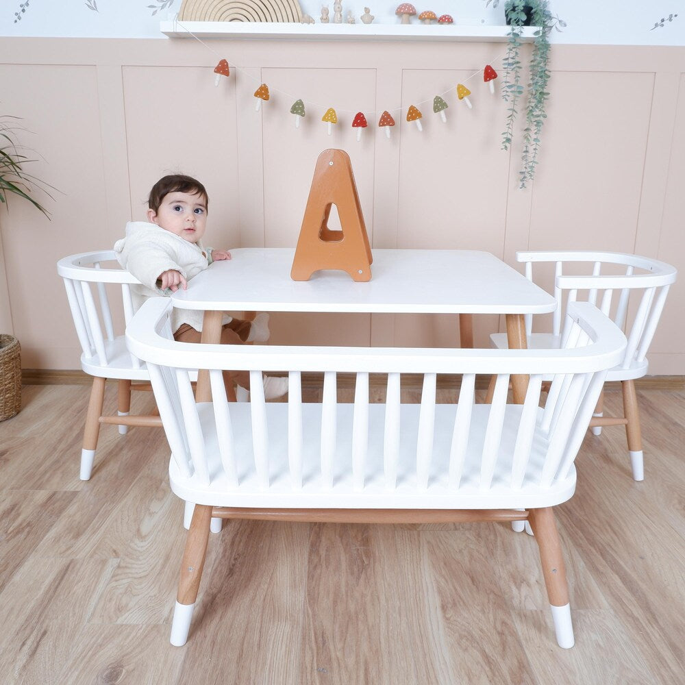 Customizable Montessori Wooden Kids Table, Windsor Chair & Bench – | Special production and offers are made for commercial areas.