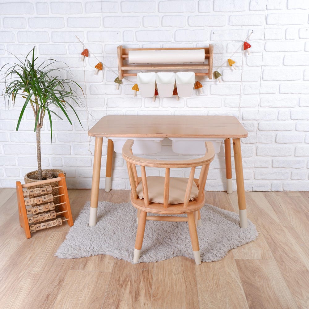 Customizable Montessori Wooden Kids Table, Windsor Chair & Bench – | Special production and offers are made for commercial areas.