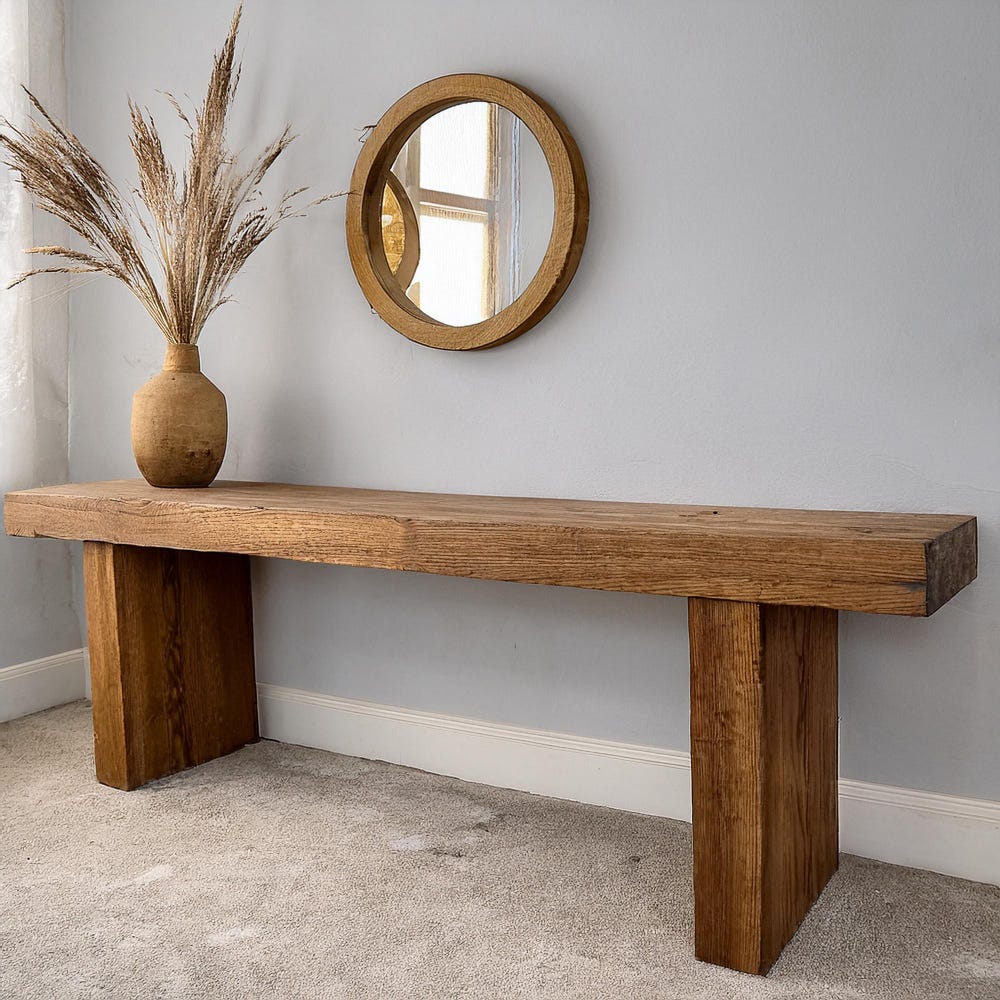 Custom Rustic Wooden Console Table – Handmade Farmhouse Live Edge Solid Wood Entryway Hallway Dresser – Narrow Handcrafted for Living Room