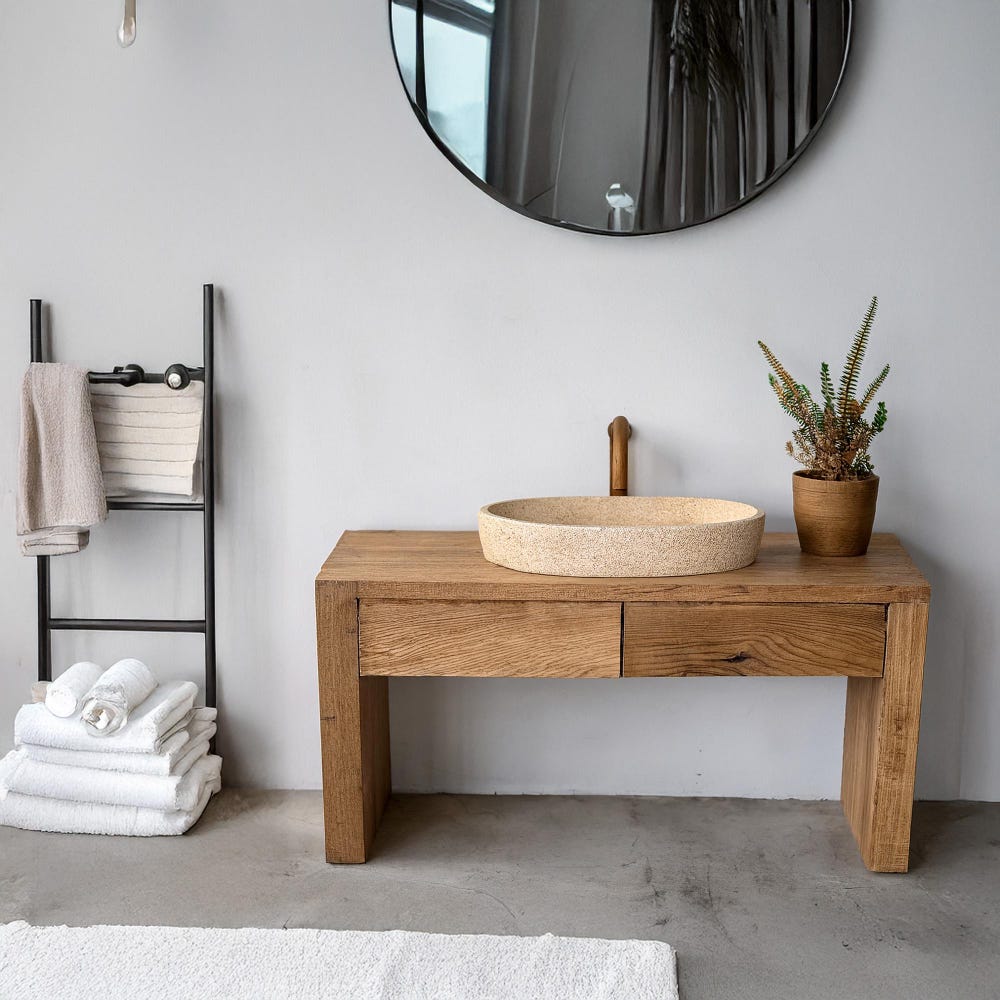 Custom Handmade Rustic Wooden Bathroom Vanity – Farmhouse Sink Shelf – Solid Wood Cabinet Storage – Live Edge Furniture Style Vanities