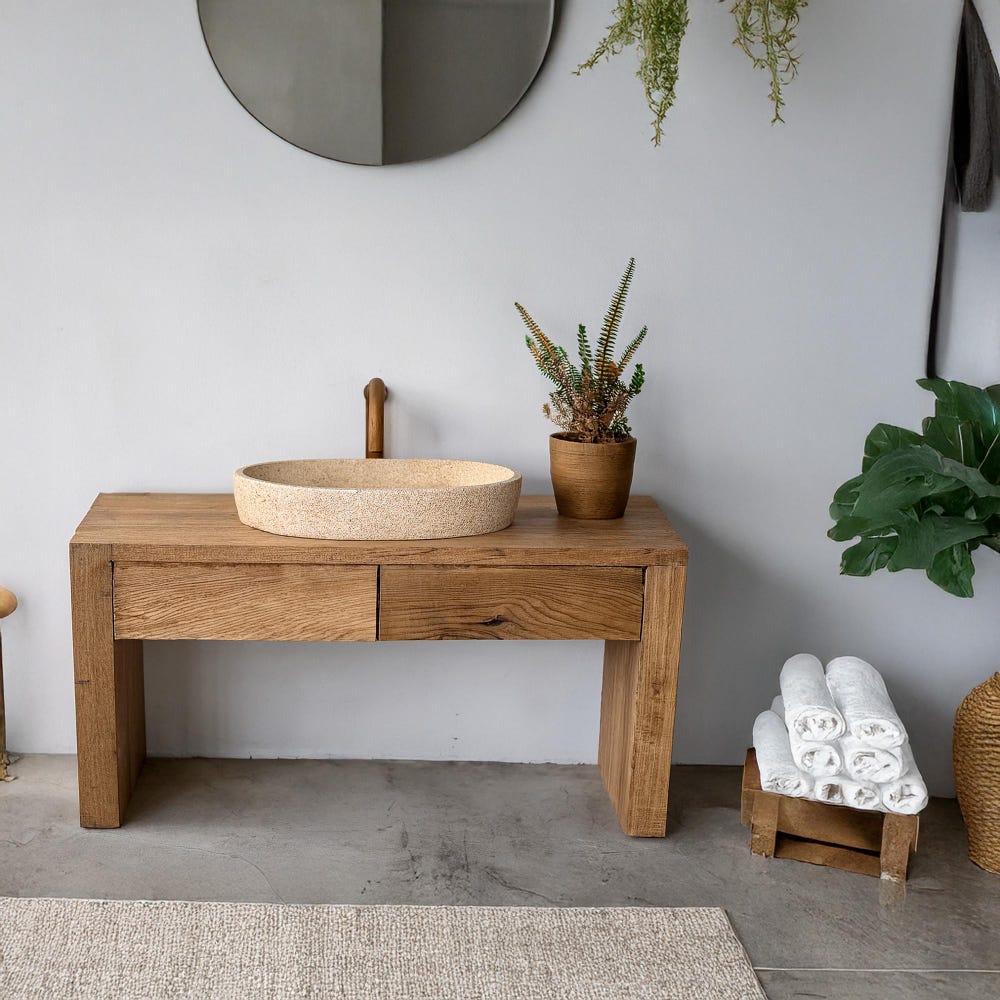 Custom Handmade Rustic Wooden Bathroom Vanity – Farmhouse Sink Shelf – Solid Wood Cabinet Storage – Live Edge Furniture Style Vanities