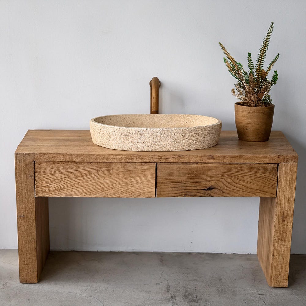 Custom Handmade Rustic Wooden Bathroom Vanity – Farmhouse Sink Shelf – Solid Wood Cabinet Storage – Live Edge Furniture Style Vanities