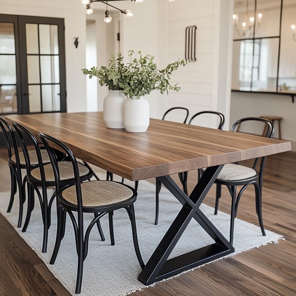 The Welker Walnut Dining Table, Handcrafted Solid Wood Dining Table, Family Dining Table